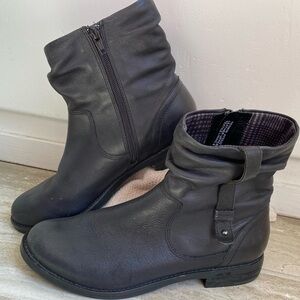 ABEO Yasmin Black Leather Ankle Boots Comfort B.I.O. System Womens Size 7N